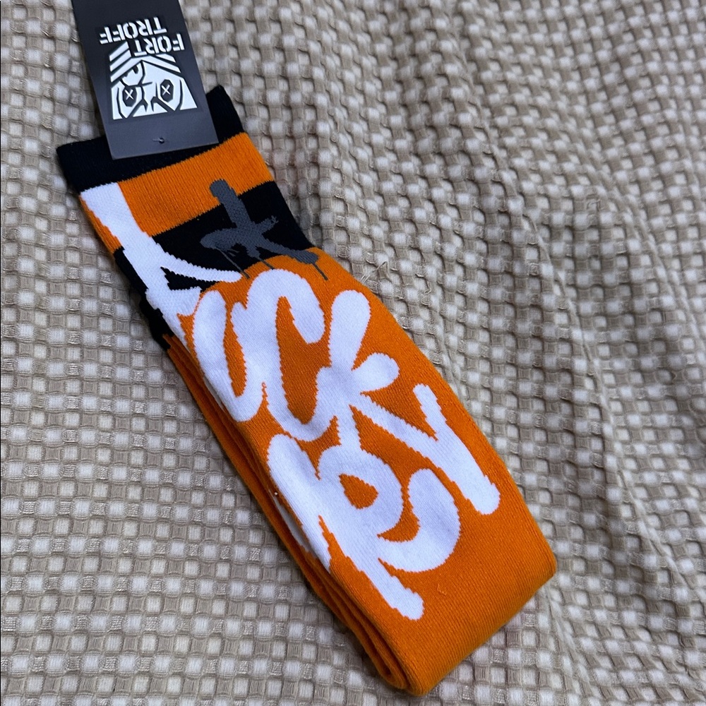 Fort Troff F*** Me Orange and Black Graphic Socks - Picture 3 of 3